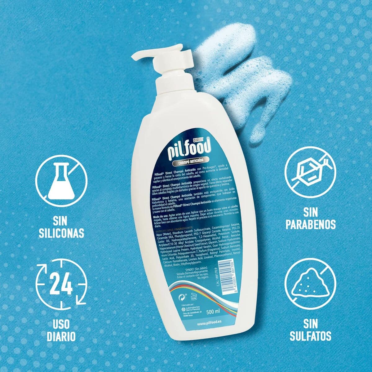 Anti-Håravfall schampo Pilfood DIRECT 500 ml — thumbnail 7