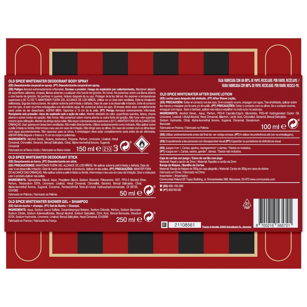 Duschtvål Old Spice WHITEWATER 4 Delar